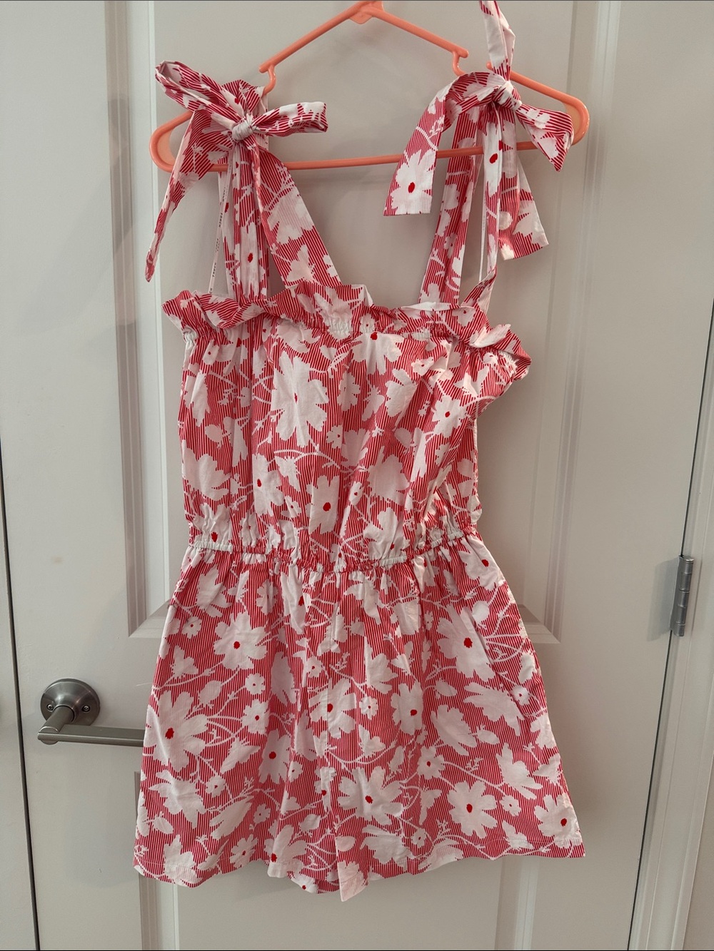 Red Floral Tie-Shoulder Romper
